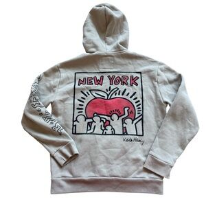 Hollister x Keith Haring New York Graphic Hoodie Street Art Pullover Size Small